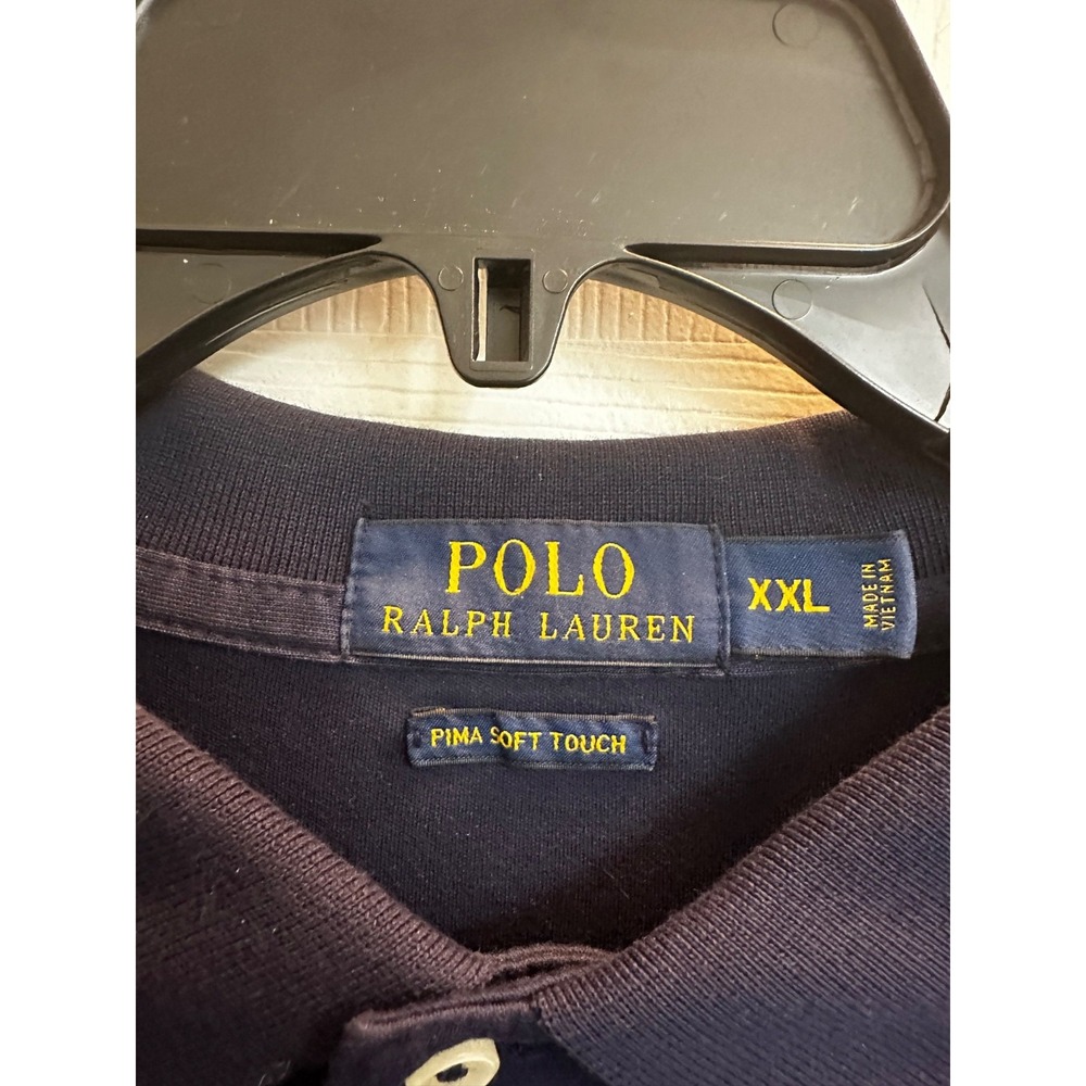 Ralph Lauren Men's Pima Cotton Navy Polo XXL EUC - Picture 3 of 4